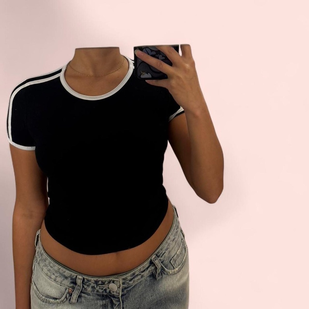 Fashion Nova Black and White Short Sleeve Tee